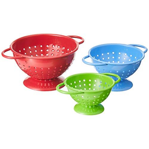  Prepworks from Progressive Prepworks by Progressive Powder-Coated Steel Colanders Set of 3 Sizes (¼, ½ and 1 cup) Red, Blue and Green Mini Colander, Fruit Vegetable Strainer: Kitchen & Dining