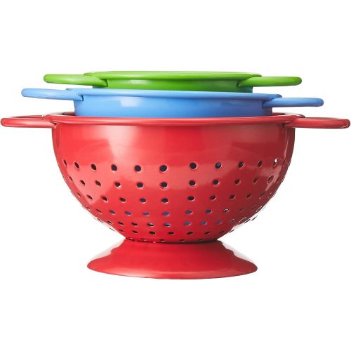  Prepworks from Progressive Prepworks by Progressive Powder-Coated Steel Colanders Set of 3 Sizes (¼, ½ and 1 cup) Red, Blue and Green Mini Colander, Fruit Vegetable Strainer: Kitchen & Dining