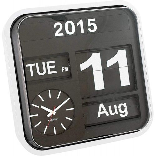 Present Time Karlsson Calendar Clock Big Flip, White