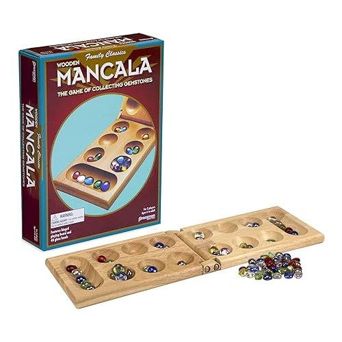  Pressman Mancala - Real Wood Folding Set, with Multicolor Stones by Pressman, 2 players