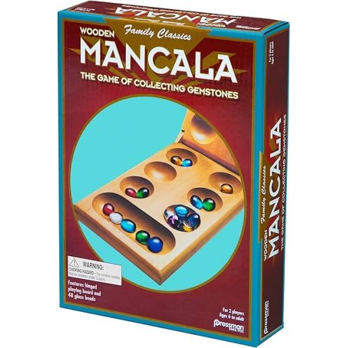  Pressman Mancala - Real Wood Folding Set, with Multicolor Stones by Pressman, 2 players