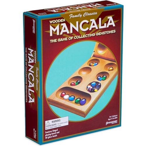  Pressman Mancala - Real Wood Folding Set, with Multicolor Stones by Pressman, 2 players