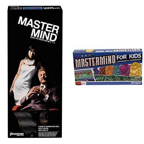  Classic Retro Mastermind Game - Break The Hidden Code - STEM Game for 2 Players by Pressman , Black & Mastermind for Kids - Codebreaking Game with Three Levels of Play Multicolor,