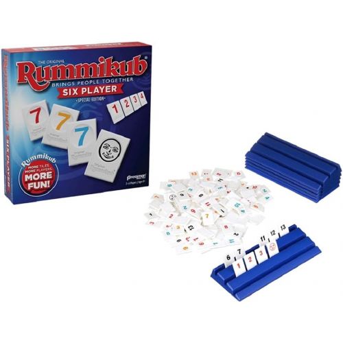  Rummikub Six Player Edition, Blue & The Complete Original Game with Full-Size Racks and Tiles in a Durable Canvas Storage/Travel Case by Pressman - Amazon Exclusive