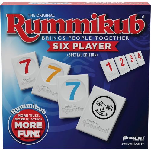  Rummikub Six Player Edition, Blue & The Complete Original Game with Full-Size Racks and Tiles in a Durable Canvas Storage/Travel Case by Pressman - Amazon Exclusive