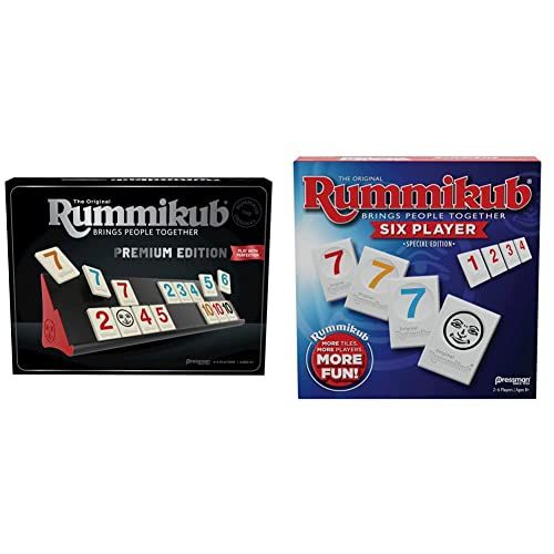  Rummikub Premium Edition by Pressman, Silver & Six Player Edition - The Classic Rummy Tile Game - More Tiles and More Players for More Fun! by Pressman , Blue