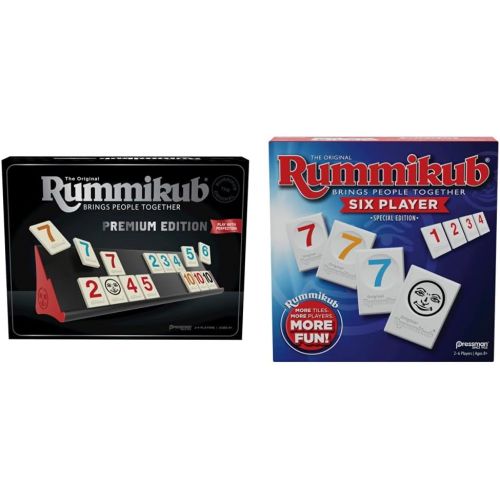  Rummikub Premium Edition by Pressman, Silver & Six Player Edition - The Classic Rummy Tile Game - More Tiles and More Players for More Fun! by Pressman , Blue