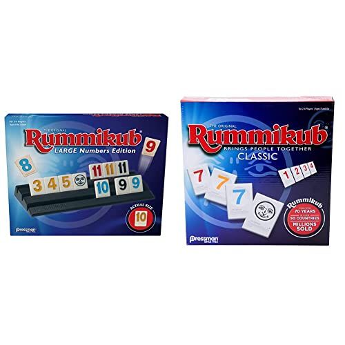  Pressman Rummikub Large Numbers Edition - The Original Rummy Tile Game Blue, 5 & Rummikub - Classic Edition - The Original Rummy Tile Game by Pressman