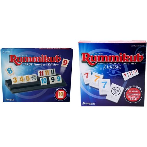  Pressman Rummikub Large Numbers Edition - The Original Rummy Tile Game Blue, 5 & Rummikub - Classic Edition - The Original Rummy Tile Game by Pressman