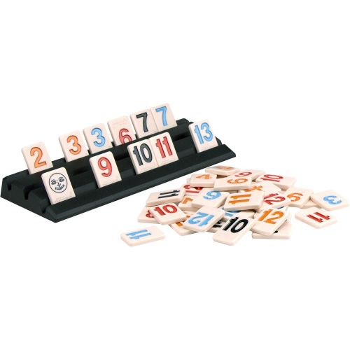  Rummikub in Retro Tin - The Original Rummy Tile Game by Pressman Red, 5 & Pressman Tri-Ominos - Deluxe Edition Triangular Tiles with Brass Spinners Multi Color, 5