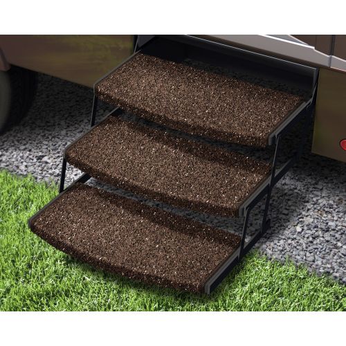  Prest-O-Fit 2-4047 Espresso 22 Wide Wraparound Radius RV Step Rug, 3 Pack