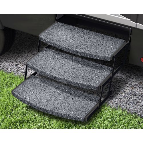  Prest-O-Fit 2-4050 Stone Gray 22 Wide Wraparound Radius RV Step Rug, 3 Pack