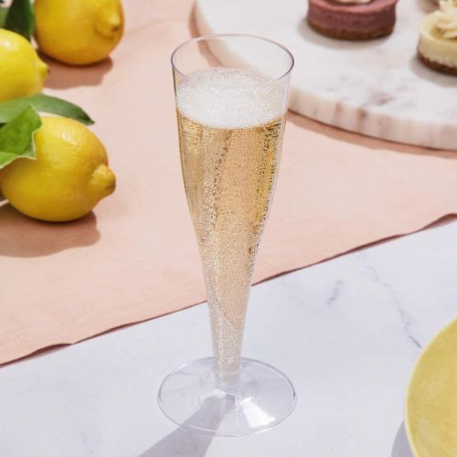  [아마존베스트]Prestee 100 Plastic Champagne Flutes Disposable | Clear Plastic Champagne Glasses for Parties | Clear Plastic Cups | Plastic Toasting Glasses | Mimosa Glasses | Wedding Party Bulk Pack