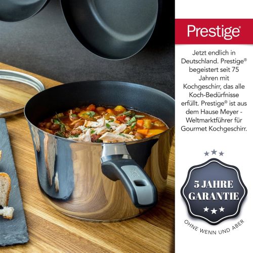  Prestige Edelstahl-Topfset hochwertig antihaft-Beschichtet 3 Induktion Kochtoepfe mit Praktischem Stiel und Glas-Deckel (16, 18, 20 cm)