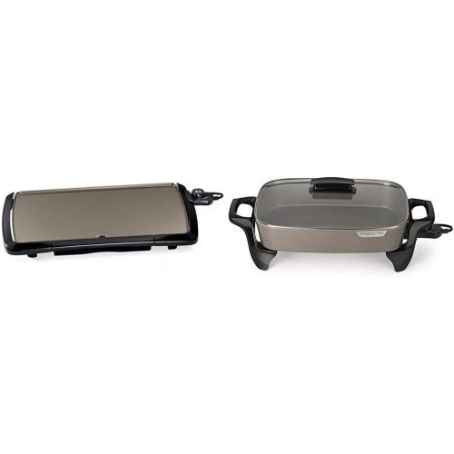  Presto 07055 Cool-Touch Electric Ceramic Griddle, 20, Black & Electric Skillet, 16, Grey Ceramic