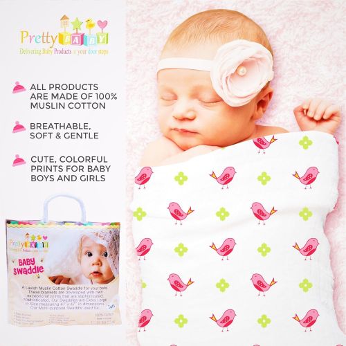  Pretty Baby 3 Pack Soft & Breathable Baby Swaddle For Deeper Sleep. Cute Pink Durable Receiving, Swaddling...