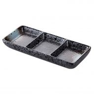Pretty-sexy-toys Rectangular Ceramic Tray Divided Sauce Dish Sushi Plate Dinner Plates Ceramic Plate,3 Grids Black