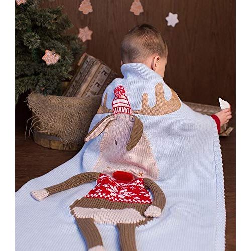  Prettybuy Baby Blanket Knit Deer Swaddling Sleeping Stroller Newborn Toddler Blankets Covers for Boys Girls Winter
