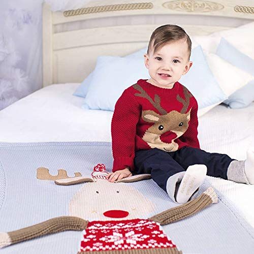  Prettybuy Baby Blanket Knit Deer Swaddling Sleeping Stroller Newborn Toddler Blankets Covers for Boys Girls Winter