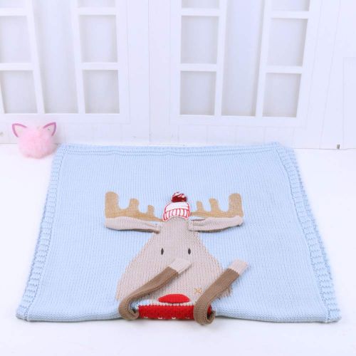  Prettybuy Baby Blanket Knit Deer Swaddling Sleeping Stroller Newborn Toddler Blankets Covers for Boys Girls Winter