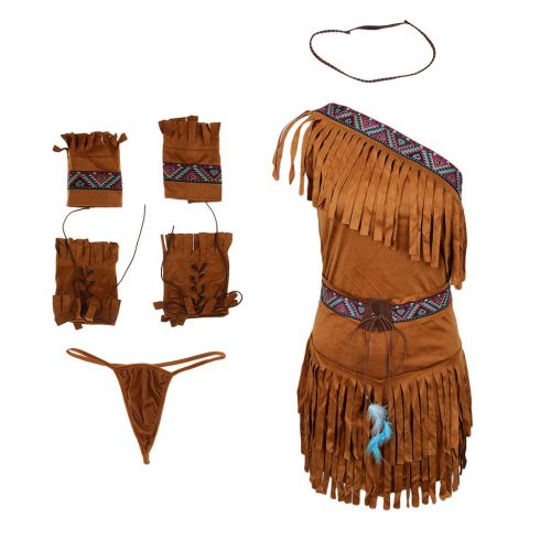  Prettyia Women’s Tasseled Suede Indian Costume Native America Princess Fancy Dress Outfit