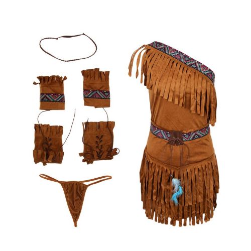  Prettyia Women’s Tasseled Suede Indian Costume Native America Princess Fancy Dress Outfit