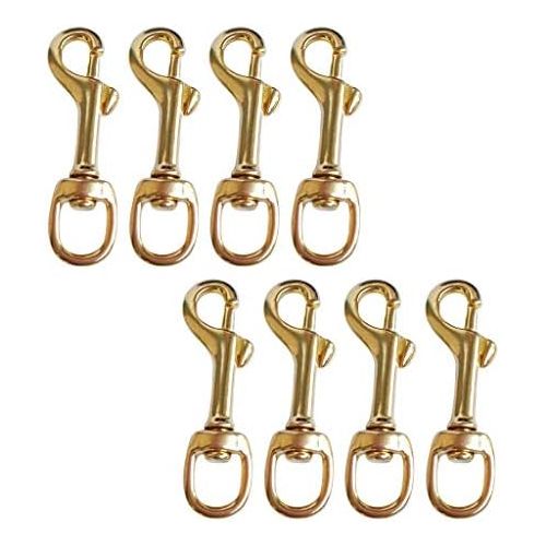  [아마존베스트]Prettyia Pack of 8, Pure Brass Swivel Eye Bolt Snap Hook, 3.1 Inch by 1/2 Inch, Multi-Purpose Marine Grade