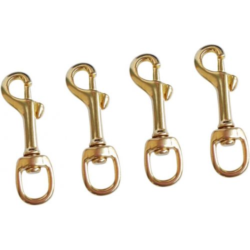  [아마존베스트]Prettyia Pack of 8, Pure Brass Swivel Eye Bolt Snap Hook, 3.1 Inch by 1/2 Inch, Multi-Purpose Marine Grade