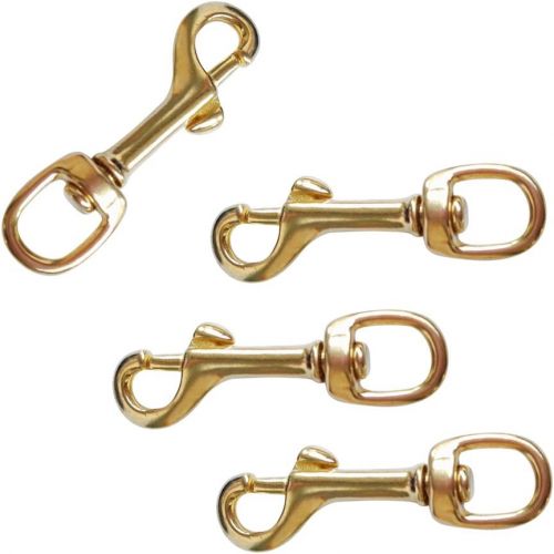  [아마존베스트]Prettyia Pack of 8, Pure Brass Swivel Eye Bolt Snap Hook, 3.1 Inch by 1/2 Inch, Multi-Purpose Marine Grade