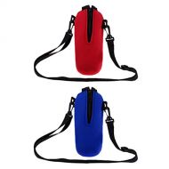 Prettyia 2 Pieces Set Sport Water Bottle Cover Insulated Sleeve Bag Holder Carrier Case Neoprene Pouch