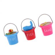 Prettyia 1/12 Scale Doll House Miniature Garden Accessory Outdoor Beach Bucket Sand Pail - 3 Piece