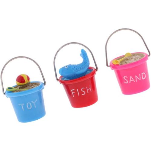  Prettyia 1/12 Scale Doll House Miniature Garden Accessory Outdoor Beach Bucket Sand Pail - 3 Piece