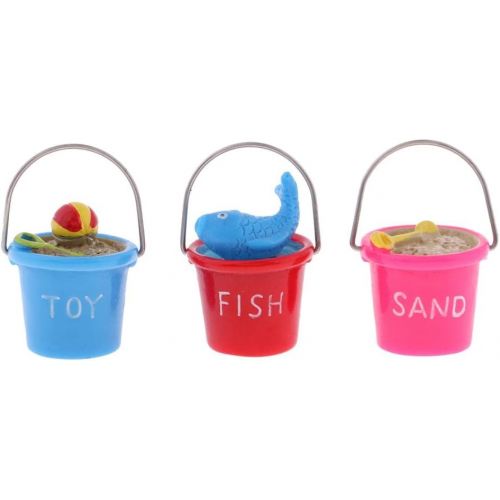  Prettyia 1/12 Scale Doll House Miniature Garden Accessory Outdoor Beach Bucket Sand Pail - 3 Piece