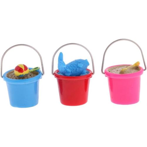  Prettyia 1/12 Scale Doll House Miniature Garden Accessory Outdoor Beach Bucket Sand Pail - 3 Piece