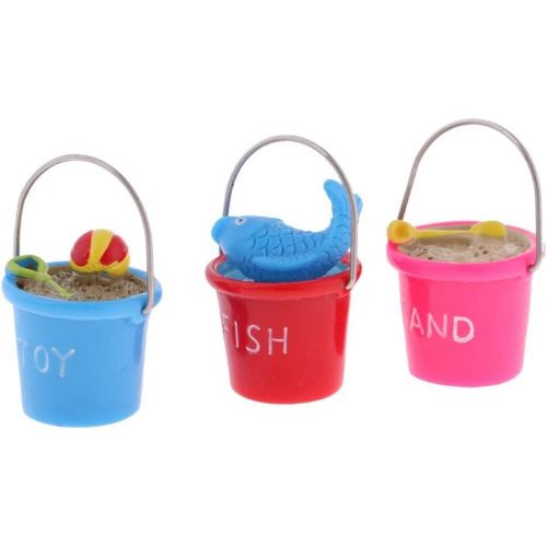  Prettyia 1/12 Scale Doll House Miniature Garden Accessory Outdoor Beach Bucket Sand Pail - 3 Piece