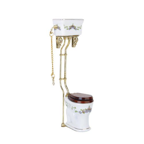  Prettyia Vintage Victorian Style Bathroom Porcelain Toilet Closetool Dollhouse Miniature