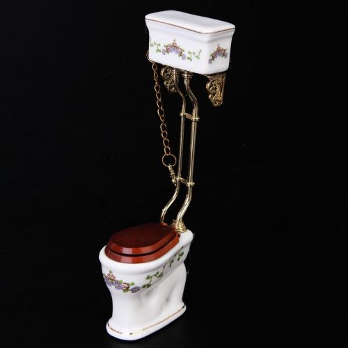  Prettyia Vintage Victorian Style Bathroom Porcelain Toilet Closetool Dollhouse Miniature