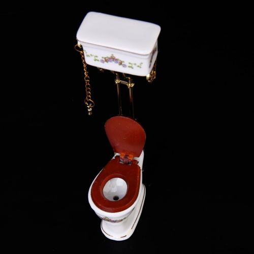  Prettyia Vintage Victorian Style Bathroom Porcelain Toilet Closetool Dollhouse Miniature