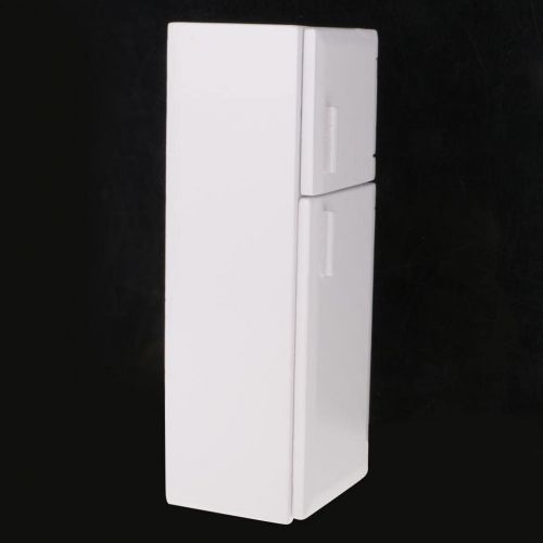  Prettyia White Wooden Refrigerator Fridge Freezer Dolls House Mini Decor 1/12 Scale