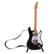 Prettyia 1/6 Scale Musical Instrument Crafts Electric Guitar Model for Dollhouse Desktop Decoration 12inch Fashion Dolls Accessory Black