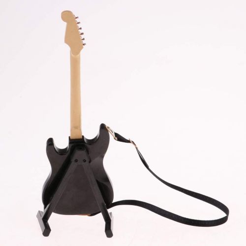  Prettyia 1/6 Scale Musical Instrument Crafts Electric Guitar Model for Dollhouse Desktop Decoration 12inch Fashion Dolls Accessory Black