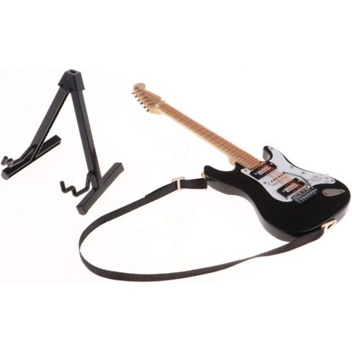  Prettyia 1/6 Scale Musical Instrument Crafts Electric Guitar Model for Dollhouse Desktop Decoration 12inch Fashion Dolls Accessory Black