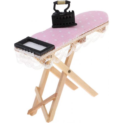  Prettyia 3pcs Dollhouse Miniature Ironing Board, Sewing Machine & Mannequin Model Stand