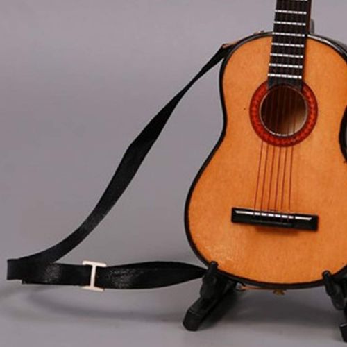  Prettyia 1/6 Scale Mini Musical Instrument Crafts Wooden Guitar Model w/Stand for Dollhouse Desktop Decoration 12inch Fashion Dolls Accessory