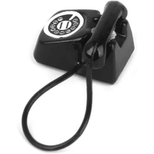  Prettyia Black Metal Office Desk Phone Dial Telephone Dollhouse Miniature Furniture