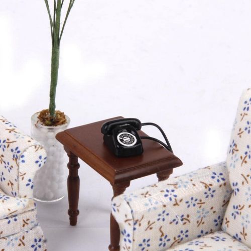 Prettyia Black Metal Office Desk Phone Dial Telephone Dollhouse Miniature Furniture