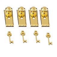 Prettyia 1/12 Scale 4 Dollhouse Miniature Brass Handles Keys Set Door Knob Fittings