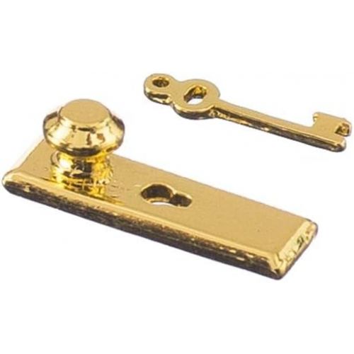  Prettyia 1/12 Scale 4 Dollhouse Miniature Brass Handles Keys Set Door Knob Fittings