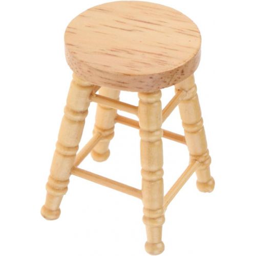  Prettyia 4 Pieces 1:12 Miniature Wood Bar Stools Counter Stool Dollhouse Furniture Accessories