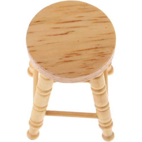  Prettyia 4 Pieces 1:12 Miniature Wood Bar Stools Counter Stool Dollhouse Furniture Accessories